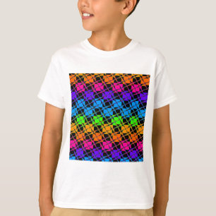 Neueste kantige farbenfrohe karierte Regenbogen-Mu T-Shirt