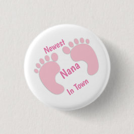 Neueste Nana in Town Pink Baby Footprint Schaltflä Button