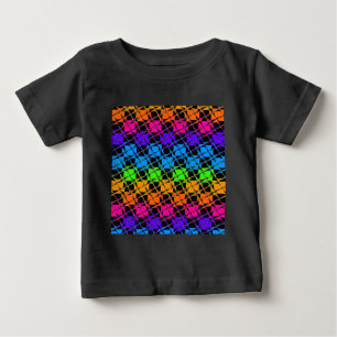 Neueste schöne Regenbogenfarben mit Schachbrettmus Baby T-shirt
