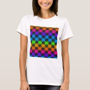 Neueste schöne Regenbogenfarben mit Schachbrettmus T-Shirt