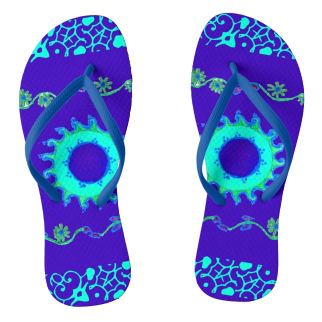Neueste Sommerzeit elegante blaue klassische Blume Flip Flops (Fußbett)
