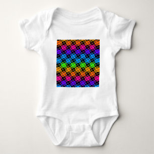 Neuestes Edgy Colorful Checkered Rainbow-Muster Baby Strampler