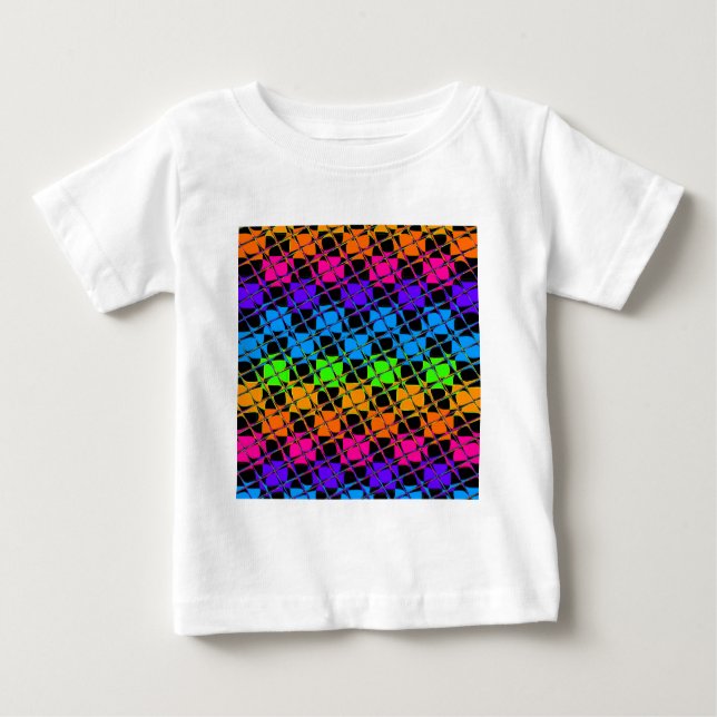 Neuestes Edgy Colorful Checkered Rainbow-Muster Baby T-shirt (Vorderseite)
