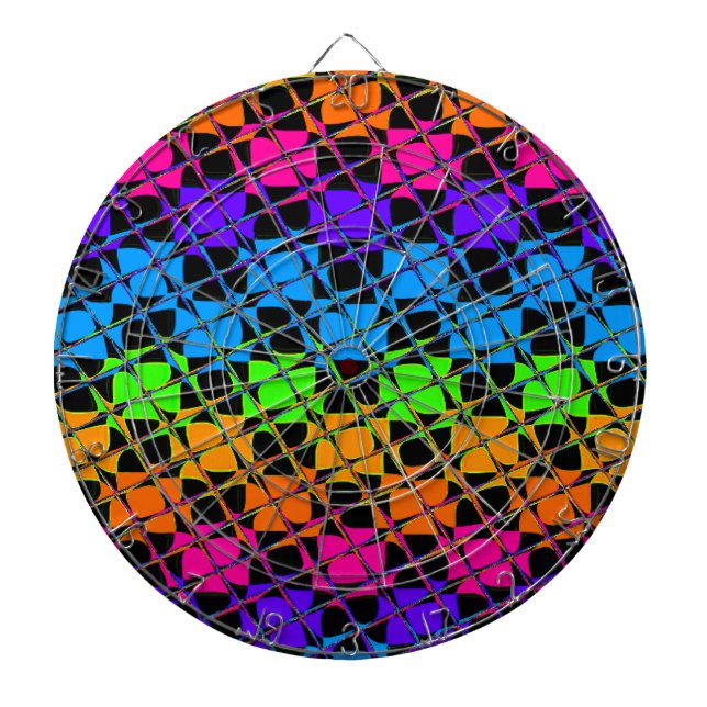 Neuestes Edgy Colorful Checkered Rainbow-Muster Dartscheibe (vorne)