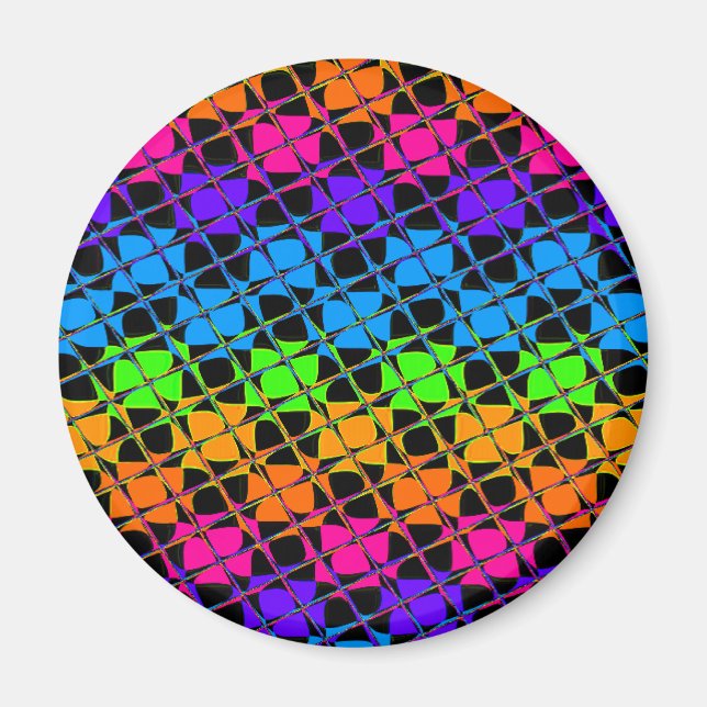 Neuestes Edgy Colorful Checkered Rainbow-Muster Magnet (Vorne)