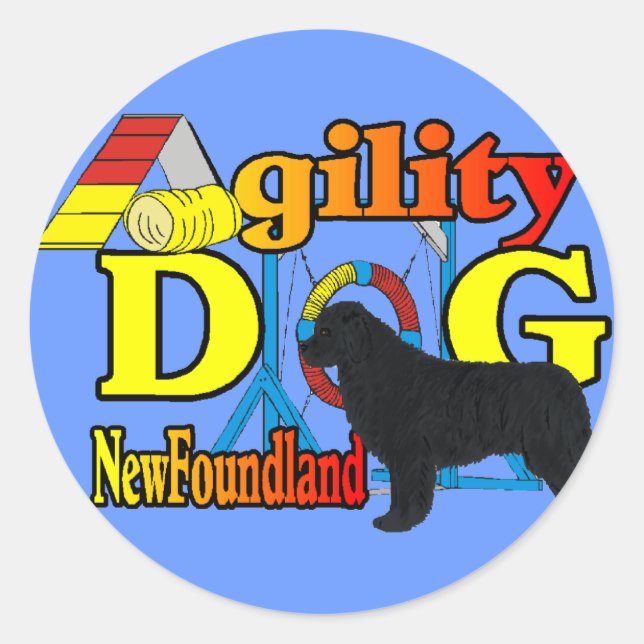 Neufundland_Agility Geschenke Runder Aufkleber (Vorderseite)