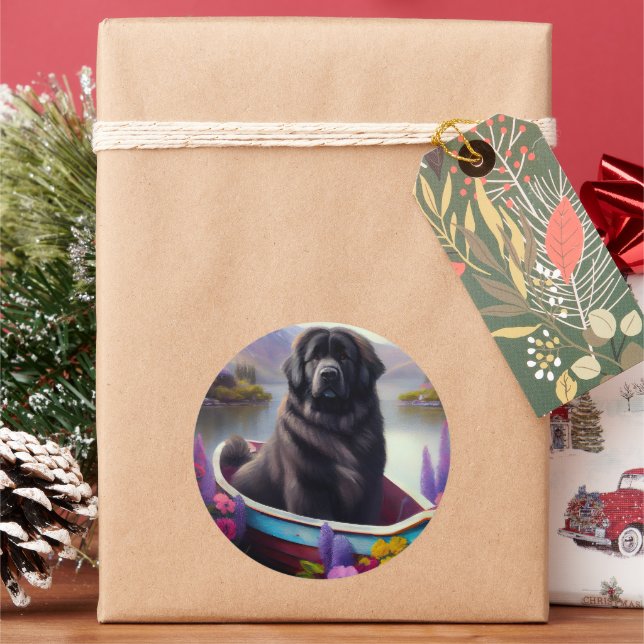 Neufundland auf einem Paddel: Ein Landschaftliches Runder Aufkleber (Feiertag)