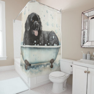 Neufundland Bathtub Wasserfarben Hunde Kunst Duschvorhang