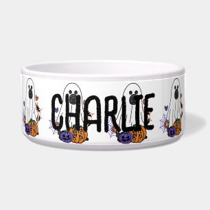 Neufundland Black Halloween Ghost Dog Napf