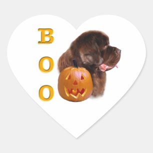 Neufundland Brown Halloween BOO Herz-Aufkleber