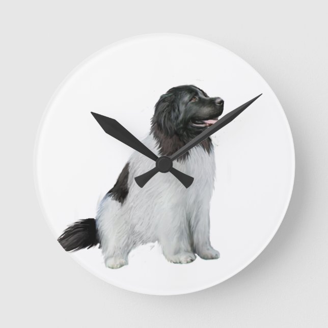 Neufundland (C) - Landseer #1 Runde Wanduhr (Vorderseite)