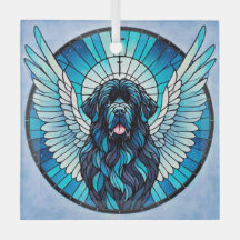 Neufundland Dog Blue Angel Memorial Suncatcher