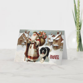 Neufundland Dog Landseer mit St Nick Card Feiertagskarte