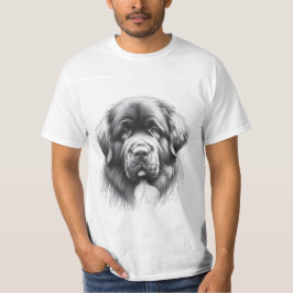 Neufundland Dog Pencil Soft Sketch von Artist Gent T-Shirt