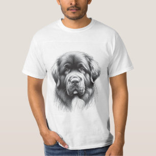 Neufundland Dog Pencil Soft Sketch von Artist Gent T-Shirt