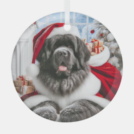 Neufundland Dog Santa Ornament Aus Glas