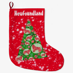 Neufundland Dog Silhouette Weihnachtsbaum Großer Weihnachtsstrumpf