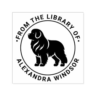 Neufundland Dog Stehend Sil Library Book Name Permastempel