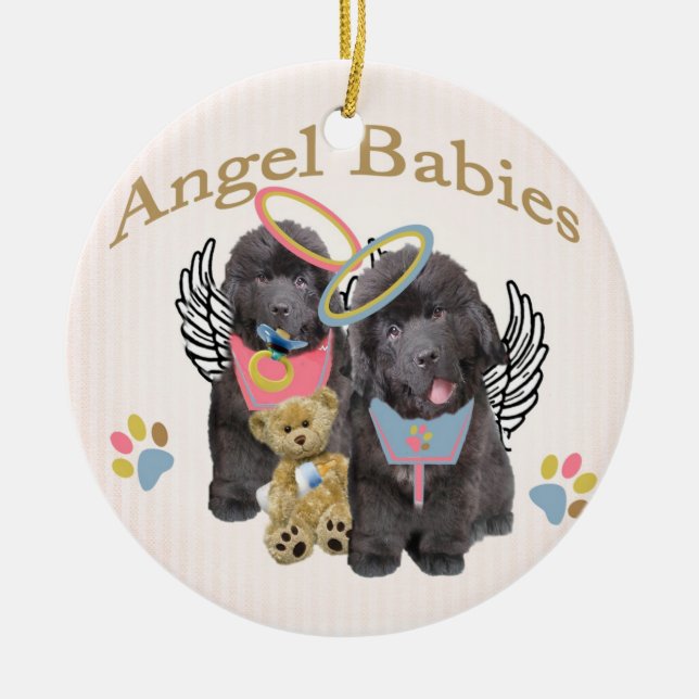 Neufundland-Engels-Babys Keramikornament (Vorne)