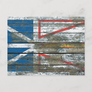 Neufundland-Flagge auf dem Effekt von Rohholzplatt Postkarte