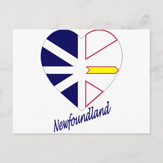 Neufundland Flaggenherz mit Namen Postkarte (Vorderseite)
