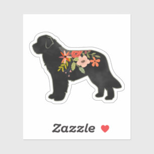 Neufundland Hund Breed Boho Floral Silhouette Aufkleber