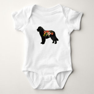 Neufundland Hund Breed Boho Floral Silhouette Baby Strampler