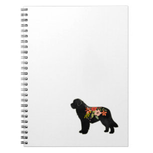 Neufundland Hund Breed Boho Floral Silhouette Notizblock