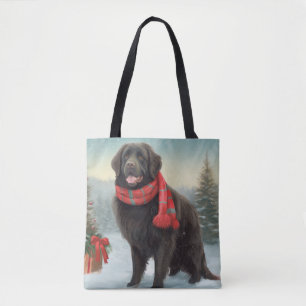 Neufundland Hund in Schnee Weihnachten