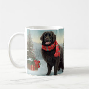 Neufundland Hund in Schnee Weihnachten Kaffeetasse