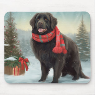 Neufundland Hund in Schnee Weihnachten Mousepad
