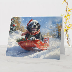 Neufundland Hund in Sledge Let it Snow Christmas Karte