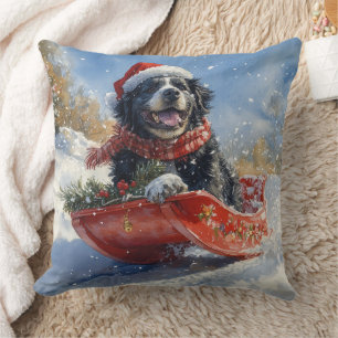 Neufundland Hund in Sledge Let it Snow Christmas Kissen