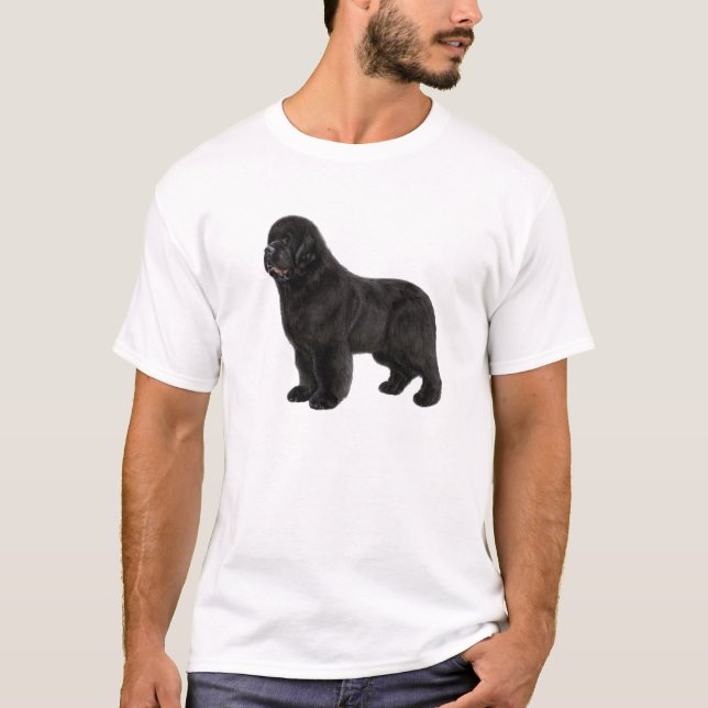 Neufundland - Hund-Kohle Zeichnend T-Shirt (Vorderseite)