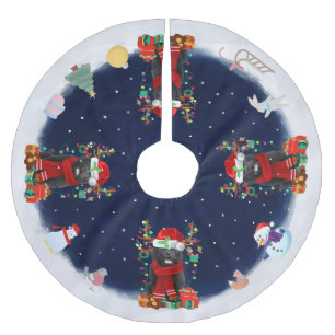 Neufundland Hund Lass es schneien Polyester Weihnachtsbaumdecke