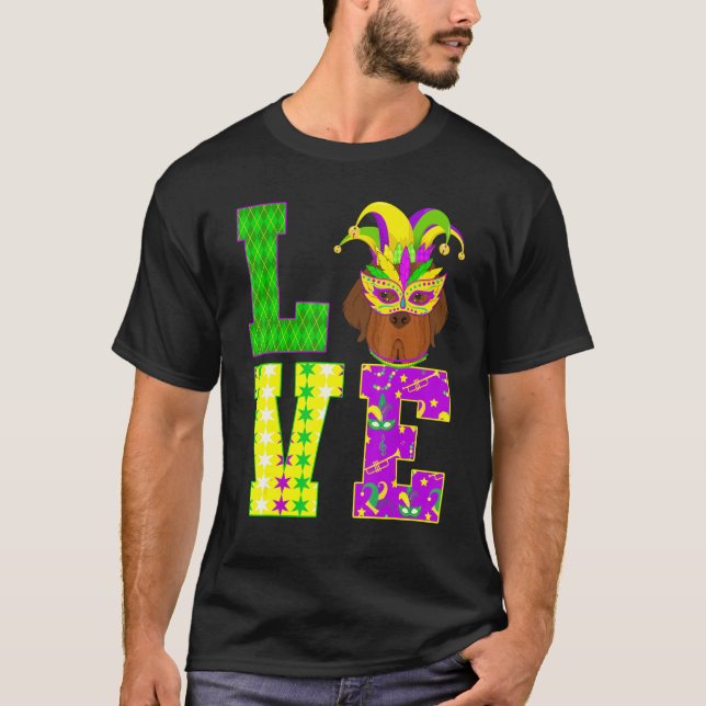 Neufundland Hund Lover I Liebe Mardi Gras Kostüm M T-Shirt (Vorderseite)