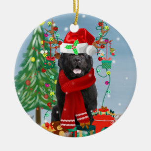 Neufundland Hund mit Weihnachtsgeschenken Keramik Ornament