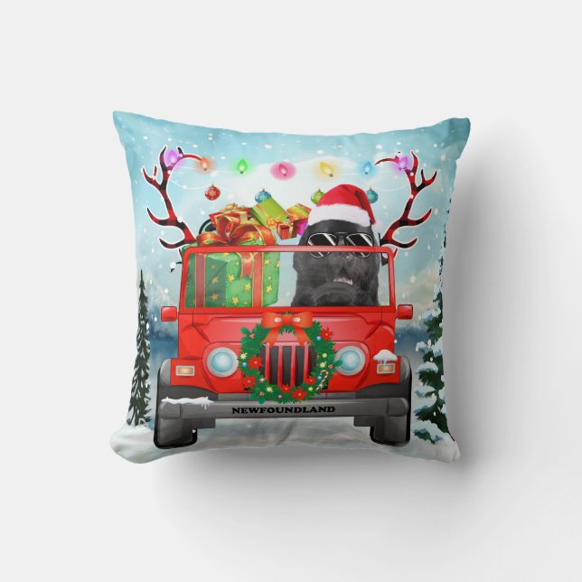 Neufundland Hund mit Weihnachtsgeschenken Kissen (Vorderseite)
