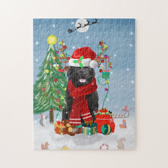 Neufundland Hund mit Weihnachtsgeschenken Puzzle (Vertikal)