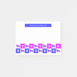 Neufundland Hund & Paw Hot Pink & Blue Post-it Klebezettel