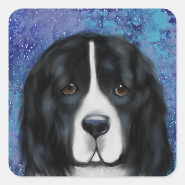 Neufundland-Hund Quadratischer Aufkleber (Vorderseite)
