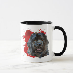 Neufundland Hund roter Abstrakter Hintergrund Tasse