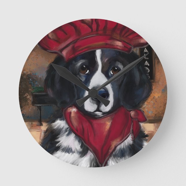 Neufundland-Hund Runde Wanduhr (Vorderseite)