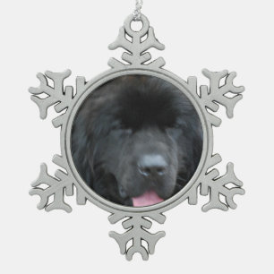Neufundland-Hund Schneeflocken Zinn-Ornament