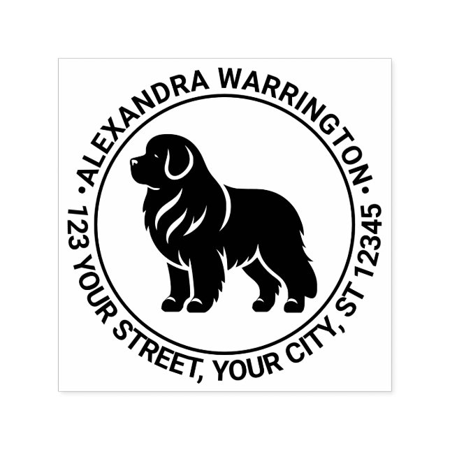 Neufundland Hund Stehend Sil Name Rücksendeadresse Permastempel (Design)