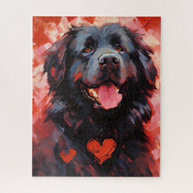 Neufundland-Hund-Valentinstag Puzzle (Vertikal)