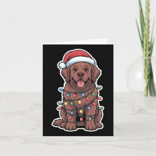 Neufundland Hund wackelt in Weihnachtsbeleuchtung Karte