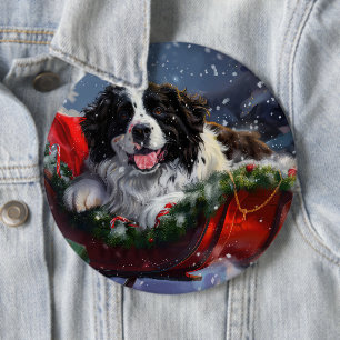 Neufundland Hund Weihnachtsfest Button