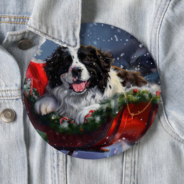 Neufundland Hund Weihnachtsfest Button (Beispiel)