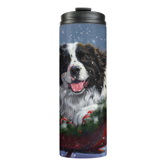 Neufundland Hund Weihnachtsfest Thermosbecher (Vorderseite)